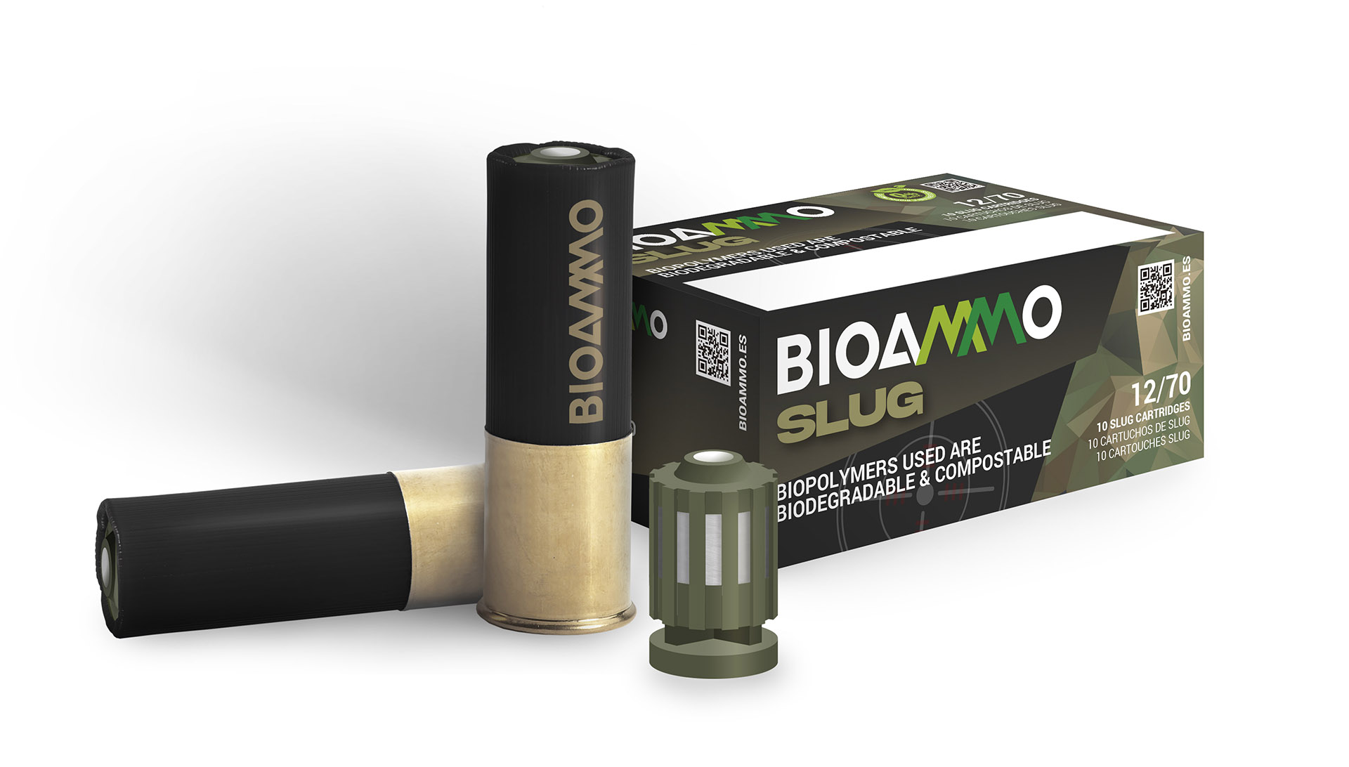 Il bossolo e la borra di Bio ammo sono ricavati da biopolimeri biodegradabili e biocompostabili che ne garantiscono la degradazione in natura