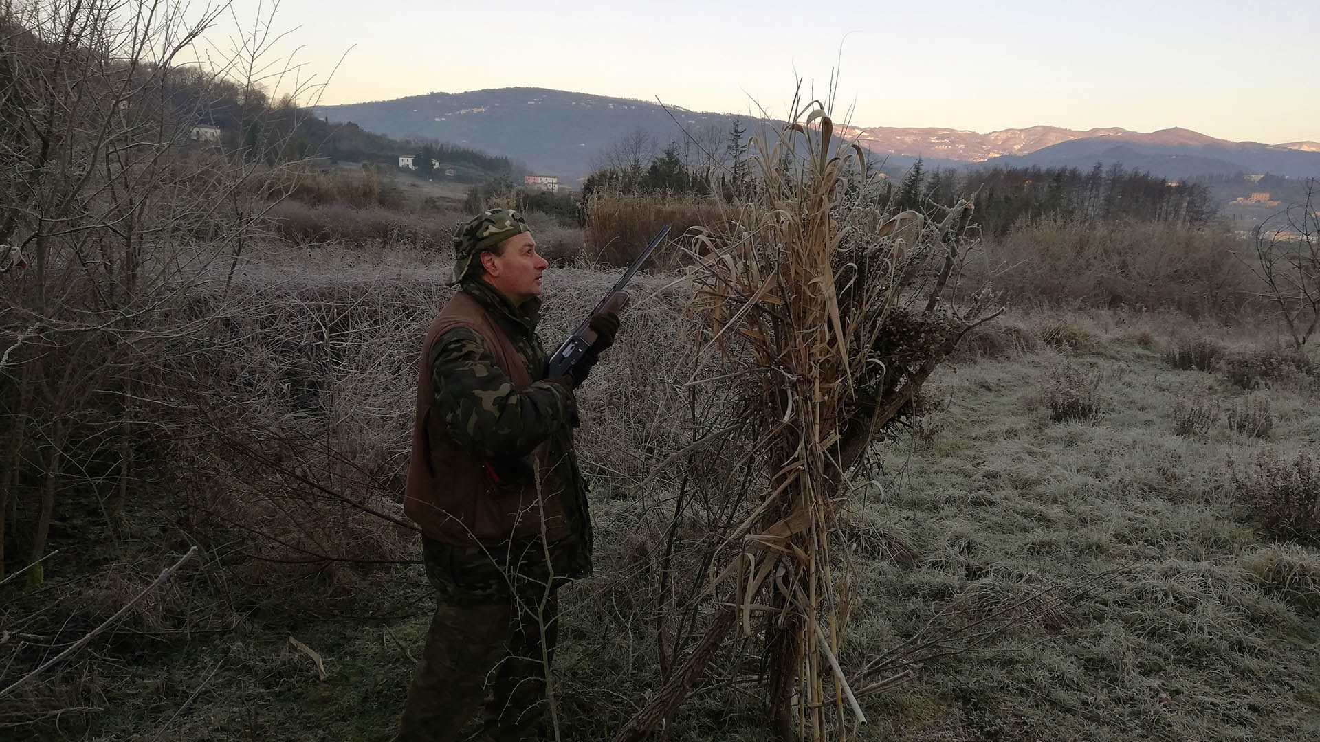 Spollo mattutino in una fredda giornata di fine dicembre in uno spot dove, dopo i tordi e i sasselli, si possono vedere anche numerosi colombacci