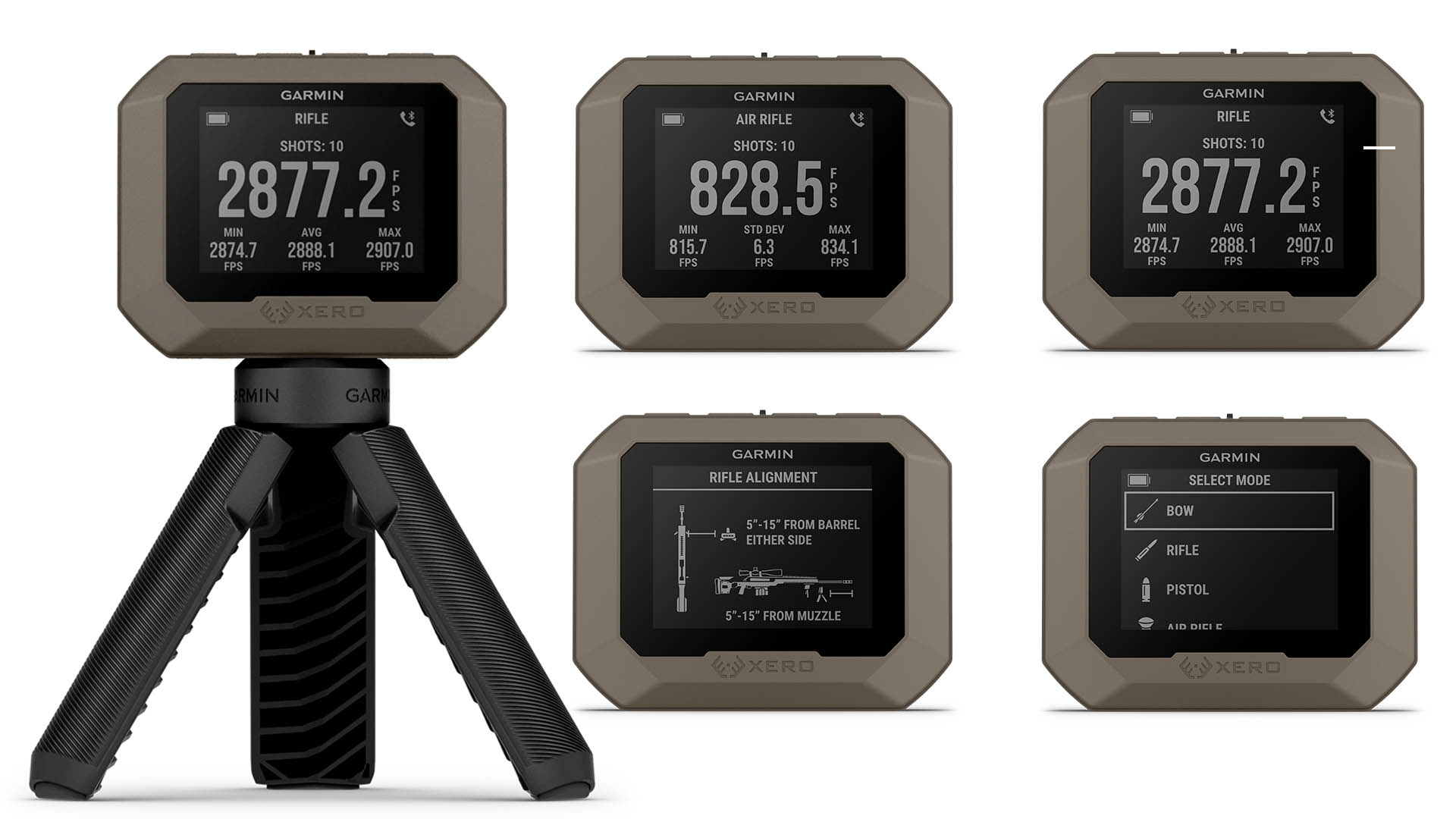 Il monitor monocromatico del cronografo balistico Garmin Xero C1 Pro restituisce i dati necessari alla conoscenza del rendimento della cartuccia impiegata, anche nel sistema internazionale