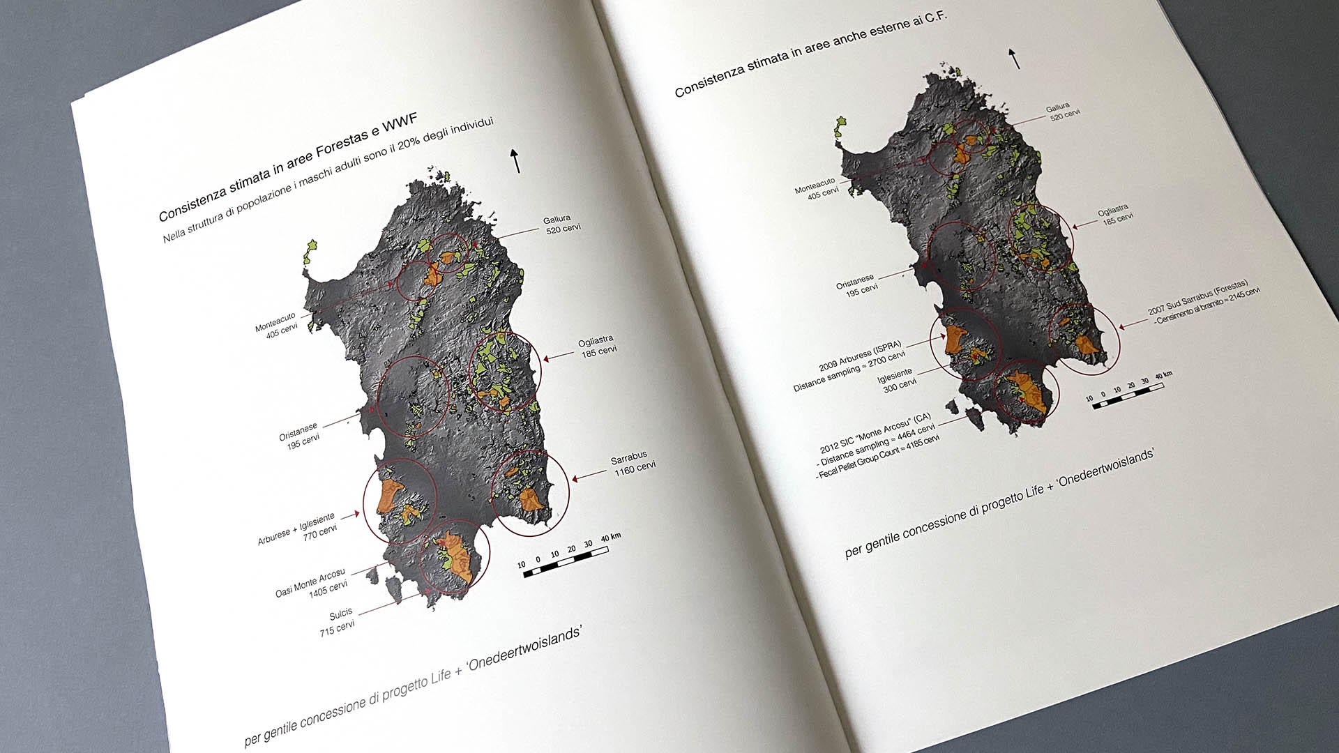 Nella pubblicazione  presente la cartografia elaborata dal progetto Life + One deer two islands